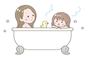 お風呂に入る親子