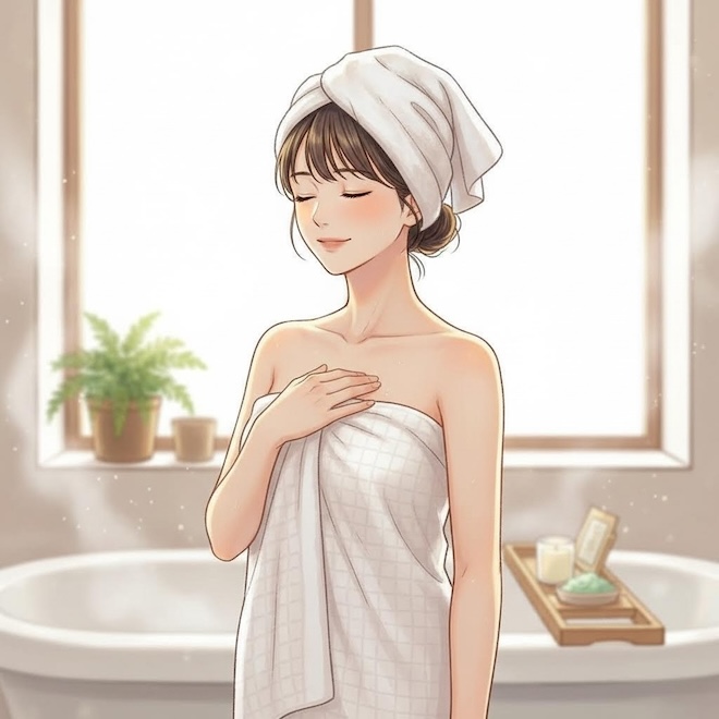 女性　おふろあがり